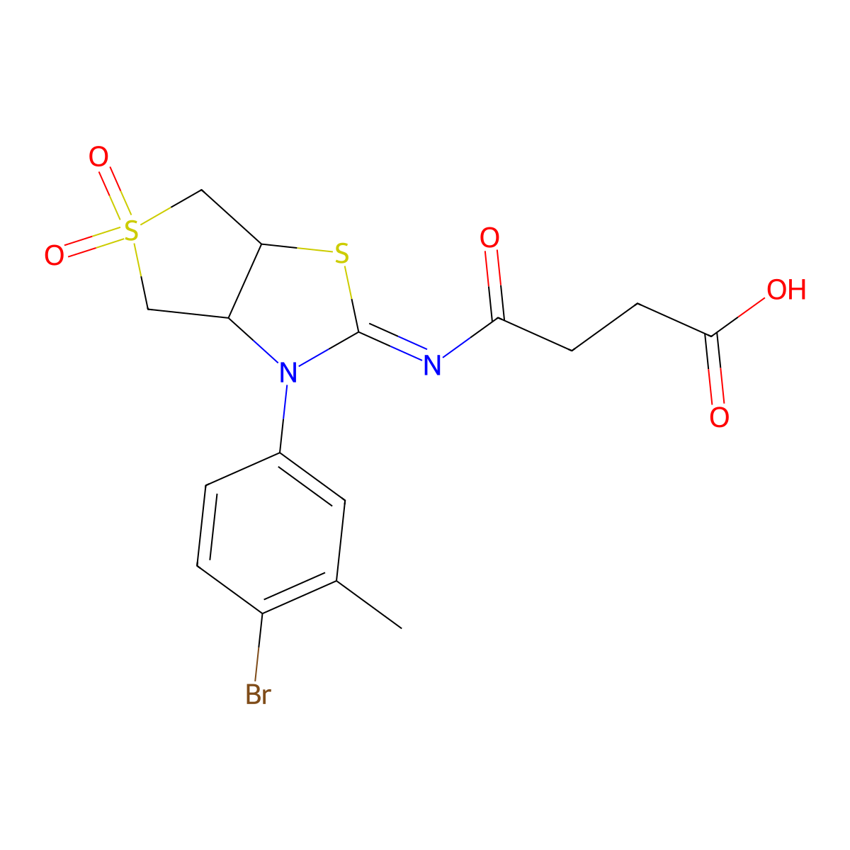 4-{[(2Z)-3-(4-bromo-3-methylphenyl)-5,5-dioxidotetrahydrothieno[3,4-d][1,3]thiazol-2(3H)-ylidene]amino}-4-oxobutanoic acid molecular structure, CAS 1268839-07-1