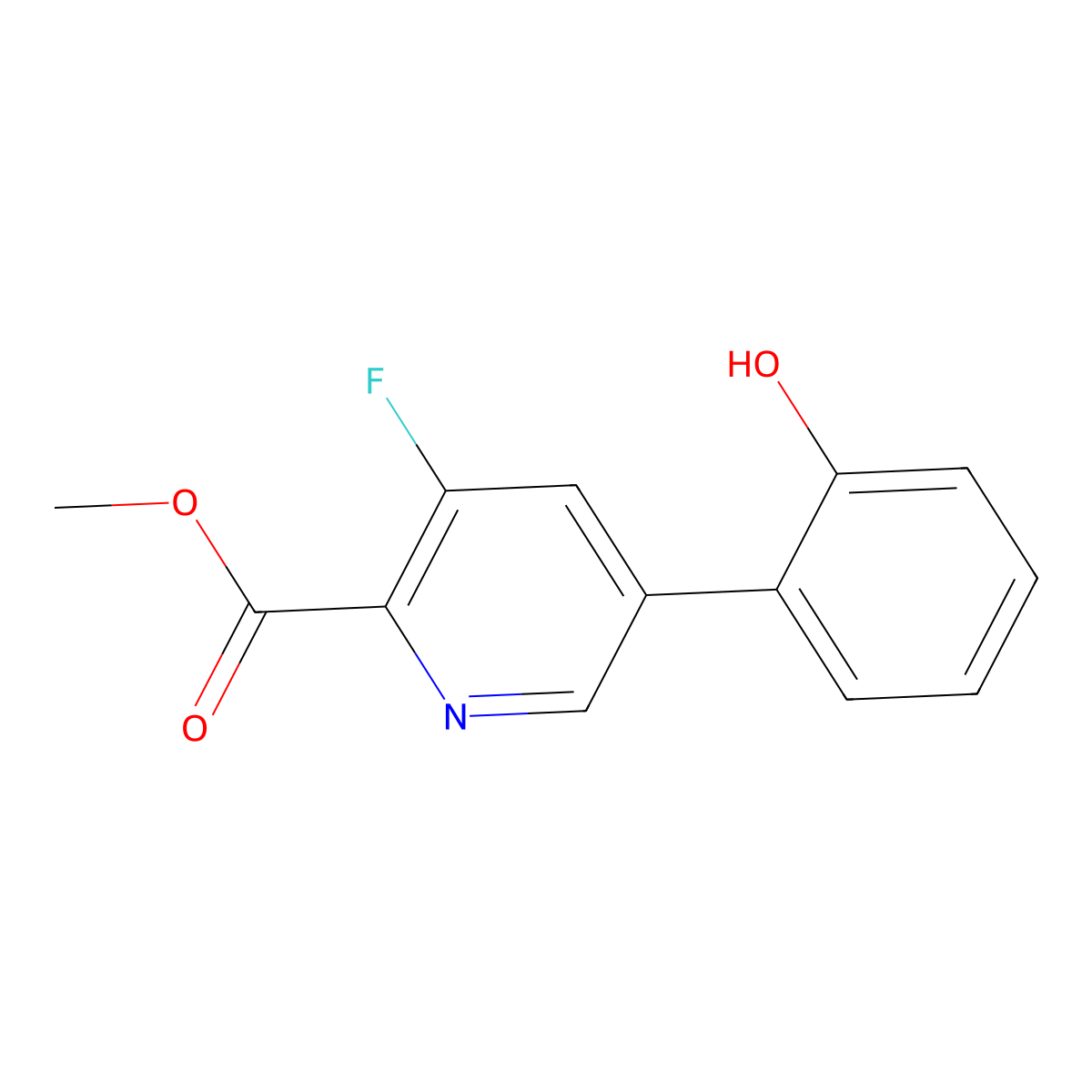 Methyl 3-fluoro-5-(2-hydroxyphenyl)pyridine-2-carboxylate molecular structure, CAS 1268843-05-5