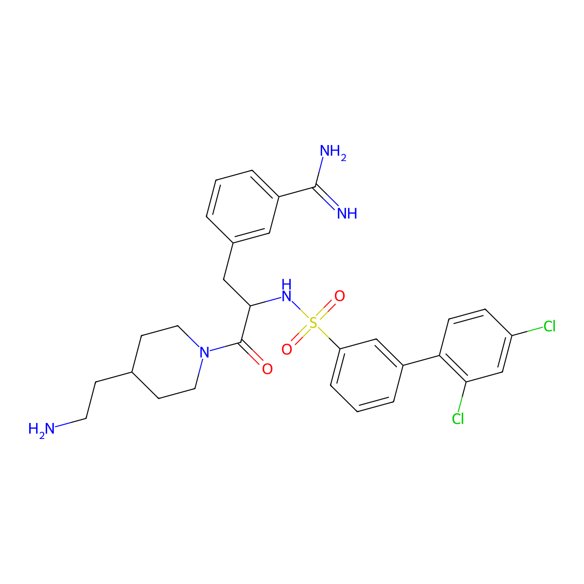 3-[(2s)-3-[4-(2-Aminoethyl)piperidin-1-Yl]-2-{[(2',4'-Dichlorobiphenyl-3-Yl)sulfonyl]amino}-3-Oxopropyl]benzenecarboximidamide molecular structure, CAS 1268874-08-3