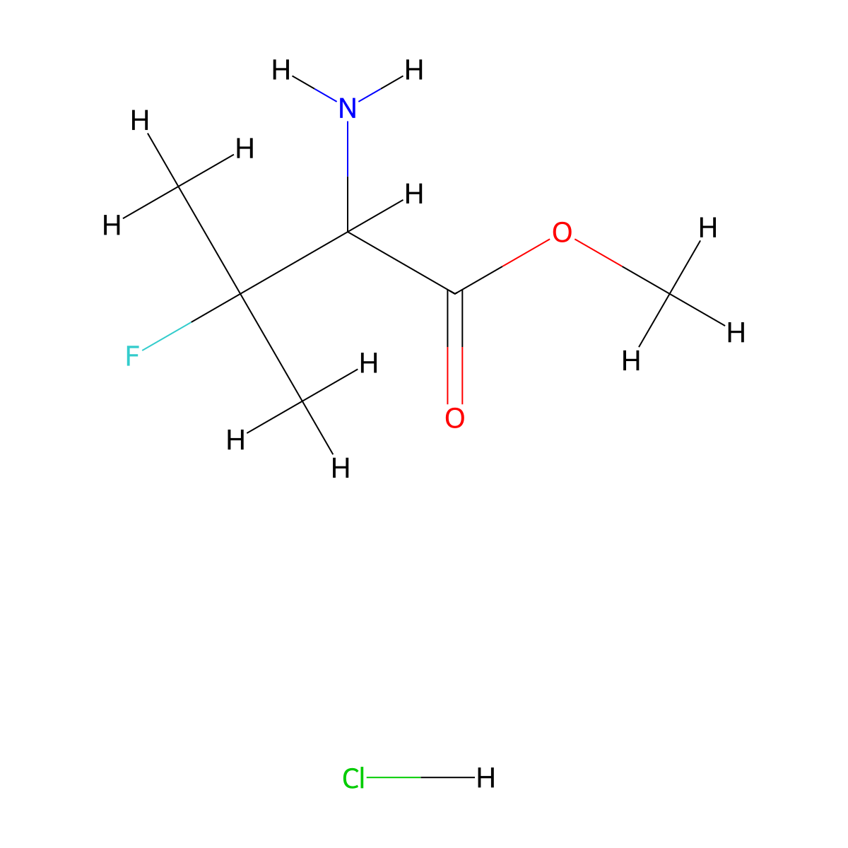 Methyl 2-amino-3-fluoro-3-methylbutanoate hydrochloride molecular structure, CAS 1268883-34-6