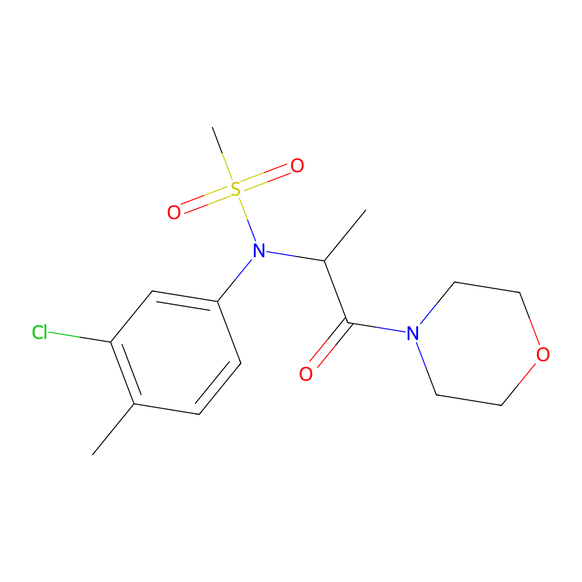 N-(3-chloro-4-methylphenyl)-N-[1-(morpholin-4-yl)-1-oxopropan-2-yl]methanesulfonamide molecular structure, CAS 1268955-40-3