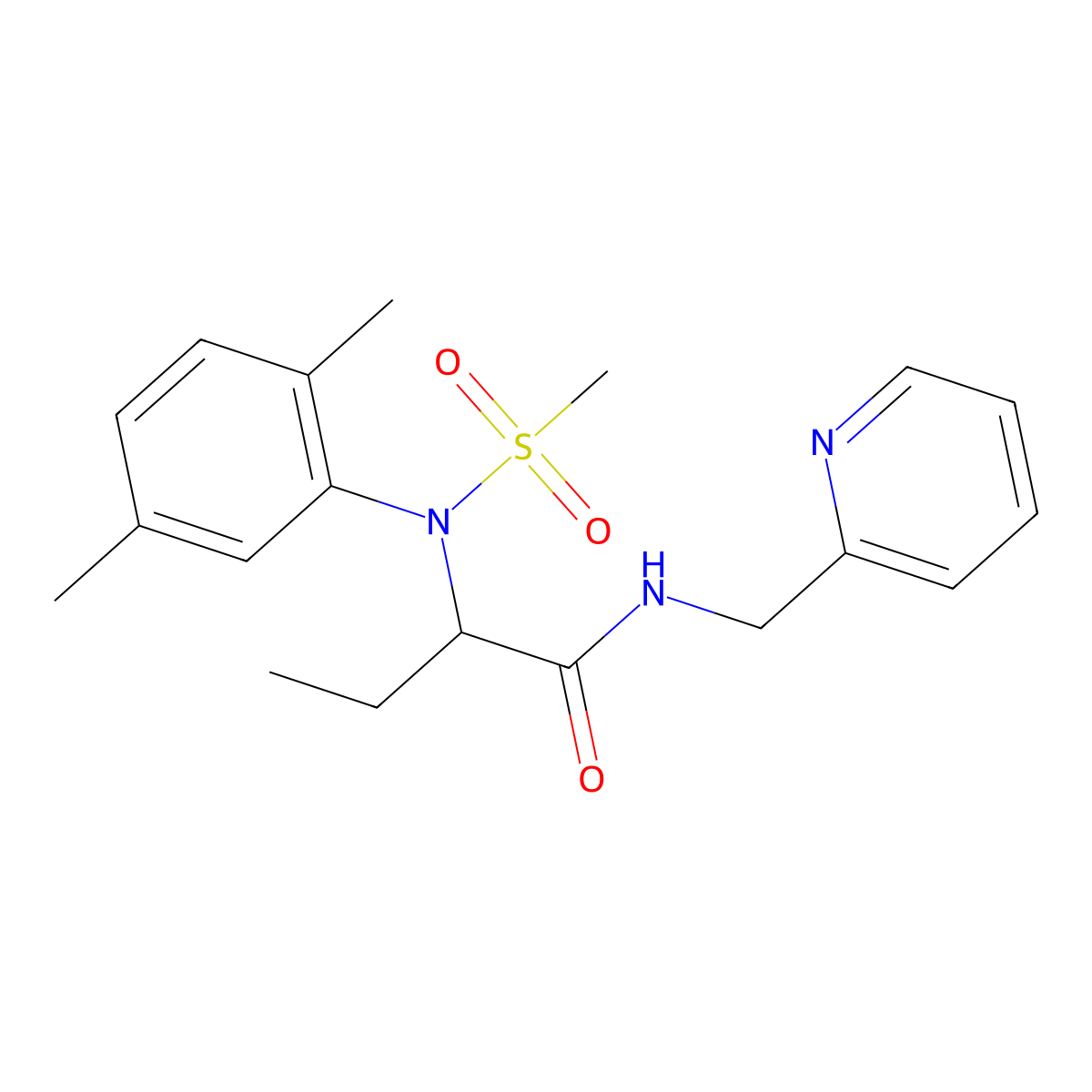 2-[(2,5-dimethylphenyl)(methylsulfonyl)amino]-N-(pyridin-2-ylmethyl)butanamide molecular structure, CAS 1268955-99-2