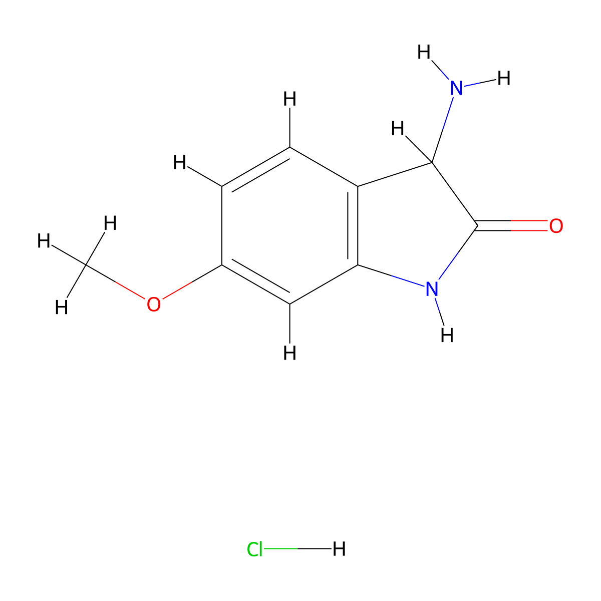 3-amino-6-methoxy-2,3-dihydro-1H-indol-2-one hydrochloride molecular structure, CAS 1268957-08-9