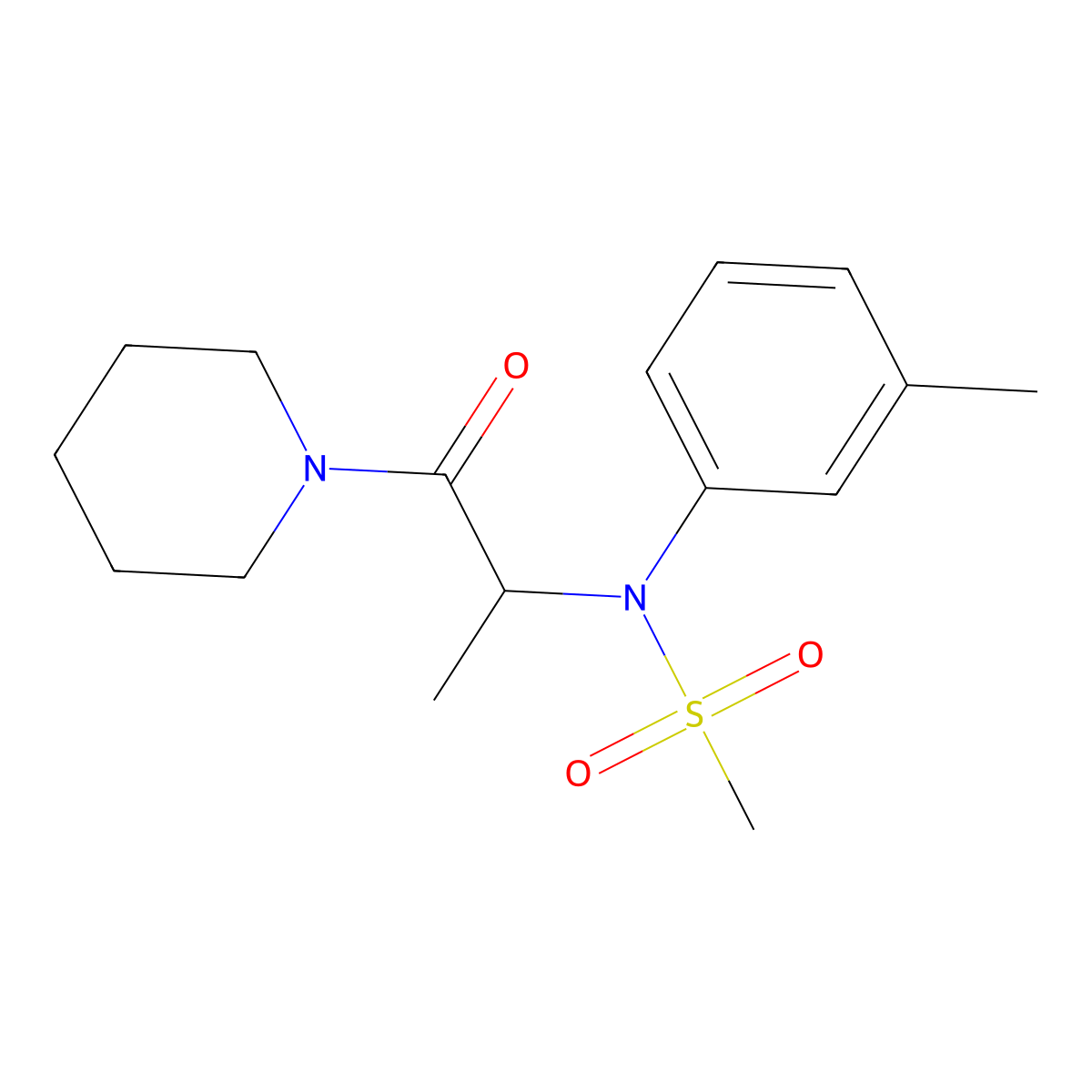 N-(3-methylphenyl)-N-[1-oxo-1-(piperidin-1-yl)propan-2-yl]methanesulfonamide molecular structure, CAS 1268957-64-7