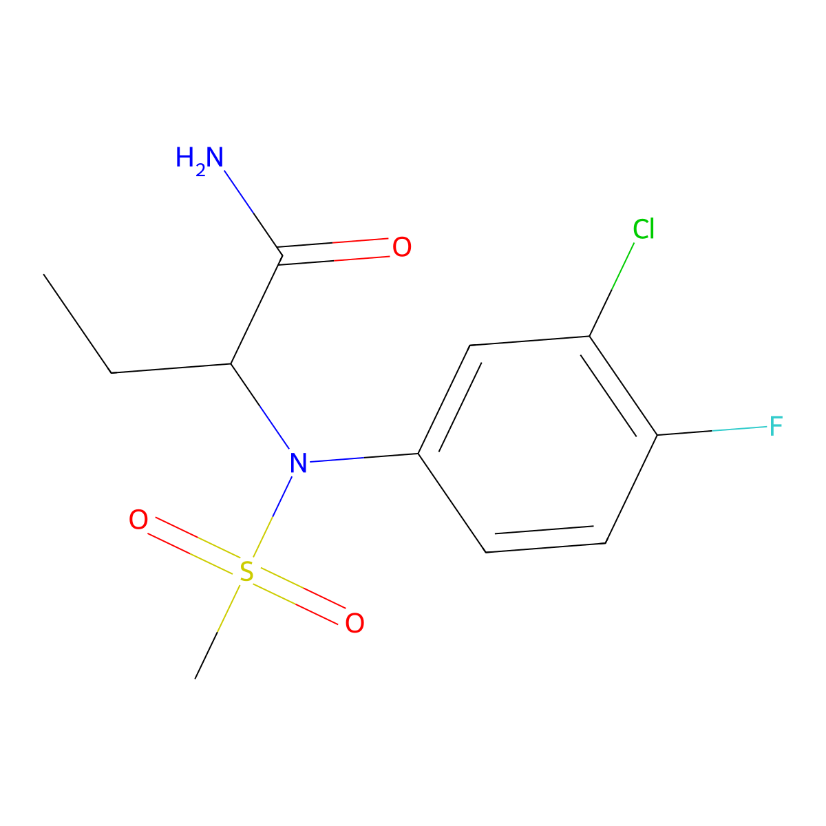 2-[(3-Chloro-4-fluorophenyl)(methylsulfonyl)amino]butanamide molecular structure, CAS 1268958-20-8