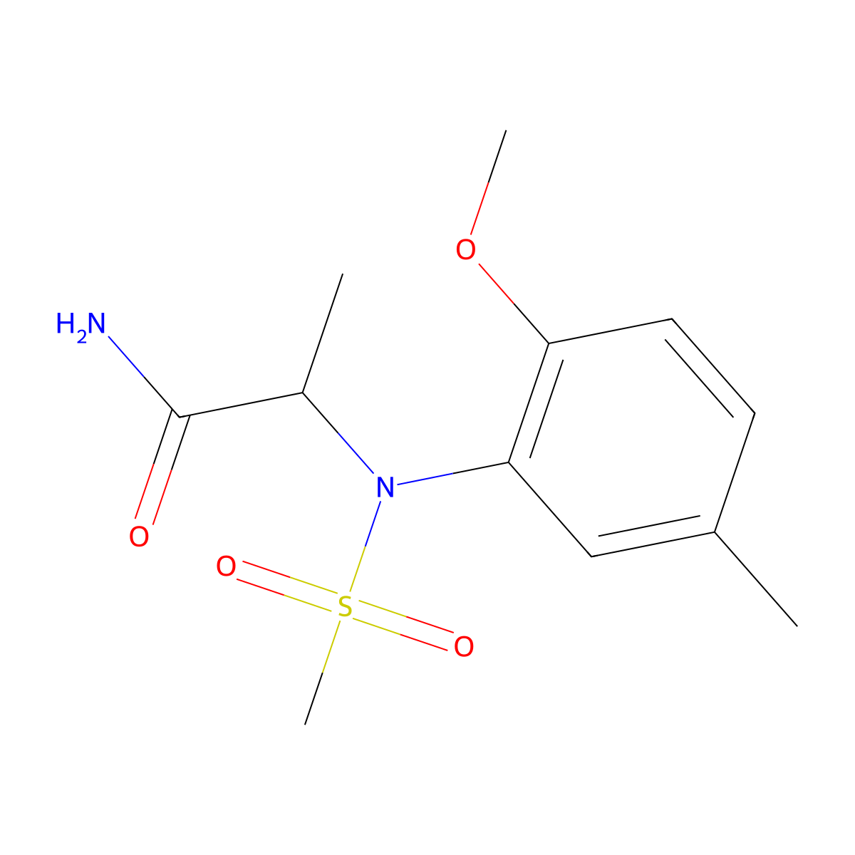 2-(2-methoxy-5-methyl-N-methylsulfonylanilino)propanamide molecular structure, CAS 1268959-60-9