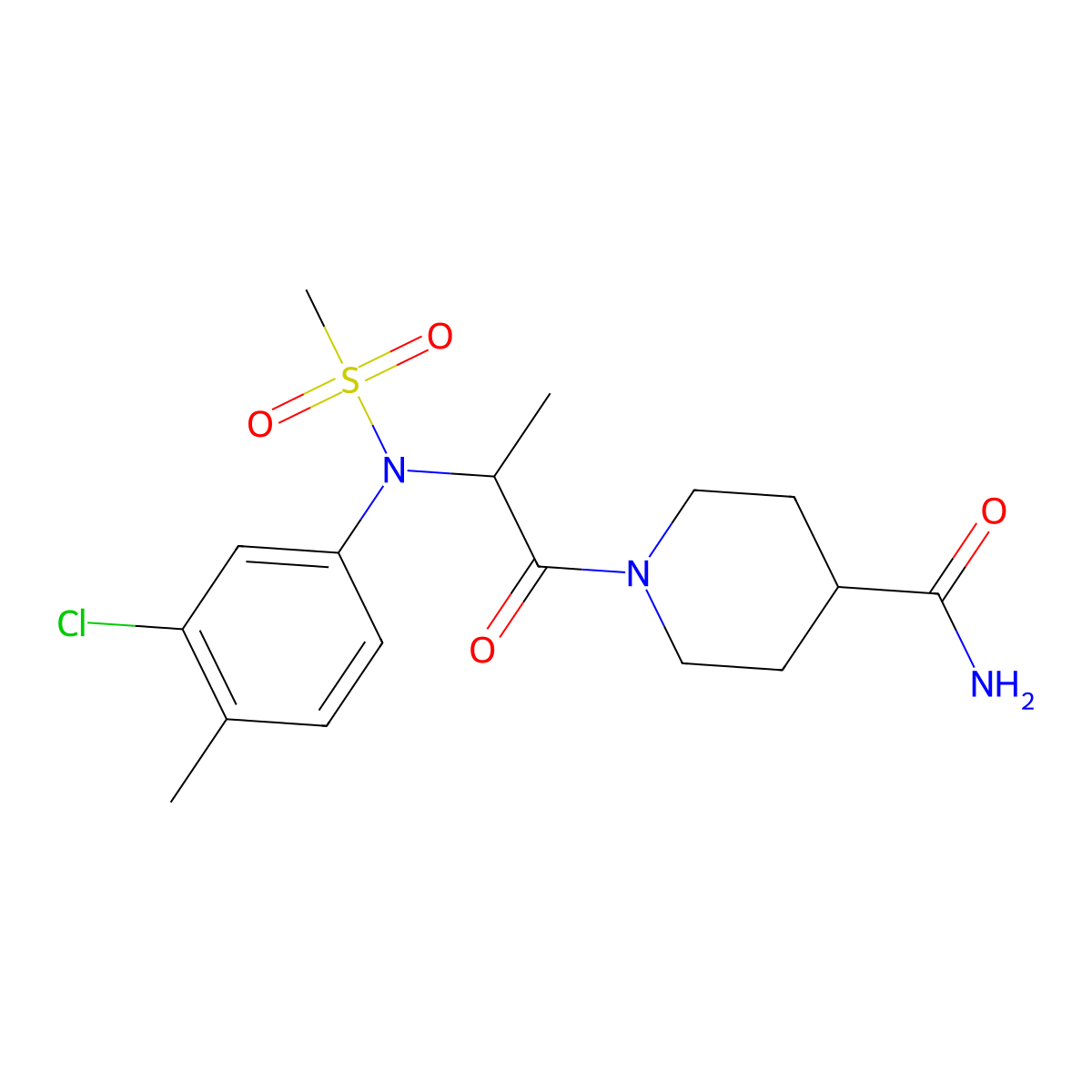 1-[N-(3-chloro-4-methylphenyl)-N-(methylsulfonyl)alanyl]piperidine-4-carboxamide molecular structure, CAS 1268959-73-4