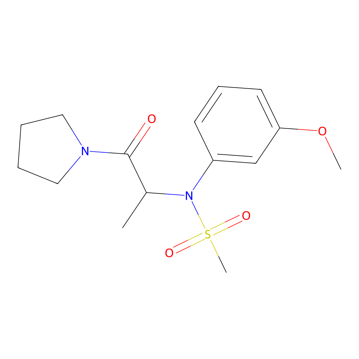 N-(3-methoxyphenyl)-N-[1-oxo-1-(pyrrolidin-1-yl)propan-2-yl]methanesulfonamide molecular structure, CAS 1268959-93-8