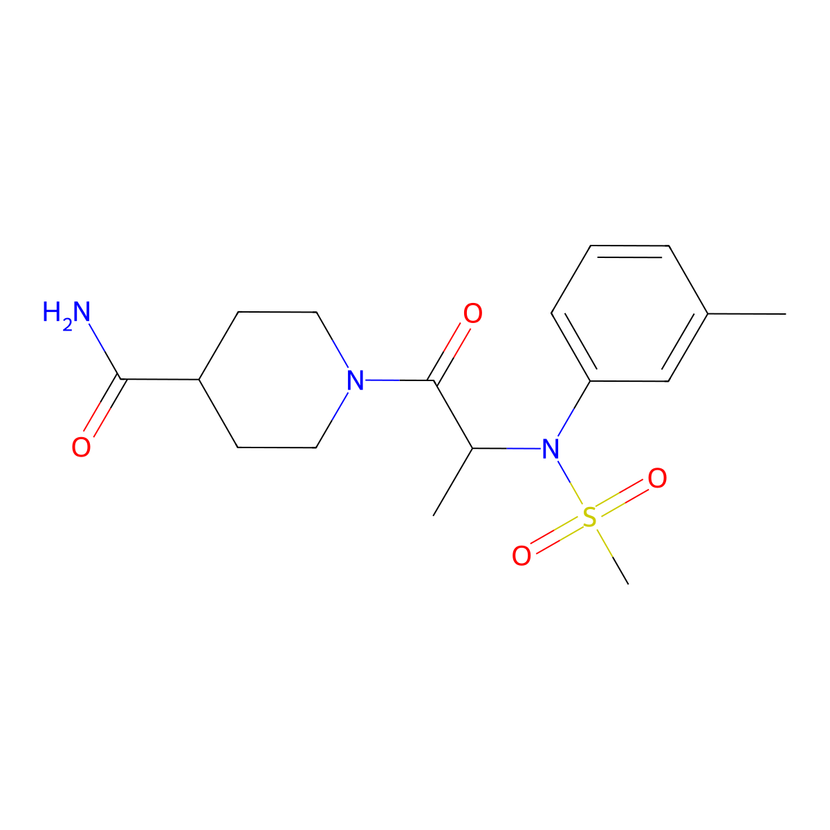 1-[N-(3-methylphenyl)-N-(methylsulfonyl)alanyl]piperidine-4-carboxamide molecular structure, CAS 1268962-12-4