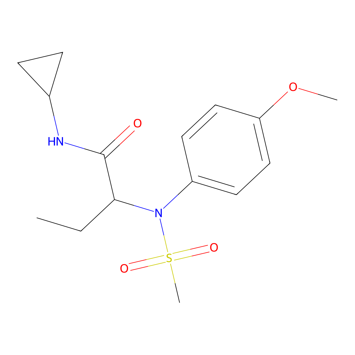 N-cyclopropyl-2-[(4-methoxyphenyl)(methylsulfonyl)amino]butanamide molecular structure, CAS 1268963-90-1