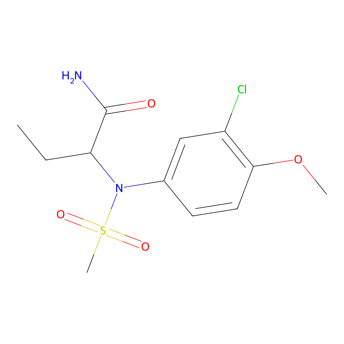 2-[(3-Chloro-4-methoxyphenyl)(methylsulfonyl)amino]butanamide molecular structure, CAS 1268965-22-5