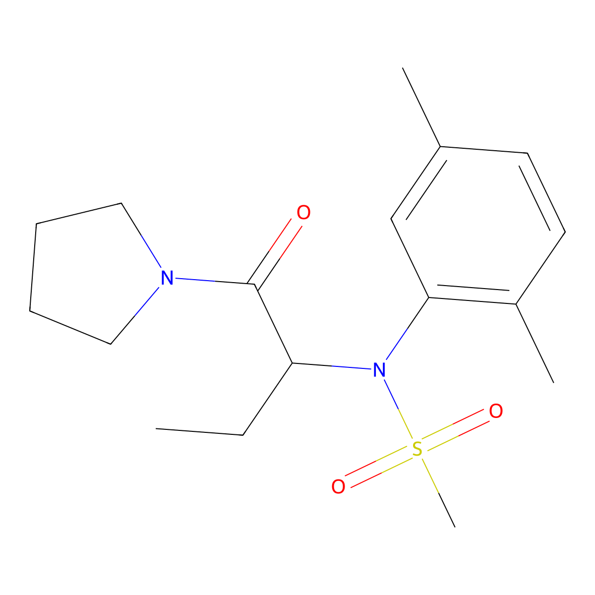 N-(2,5-dimethylphenyl)-N-[1-oxo-1-(pyrrolidin-1-yl)butan-2-yl]methanesulfonamide molecular structure, CAS 1268965-61-2