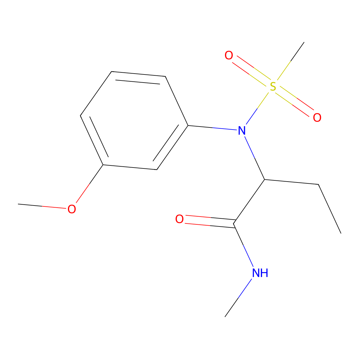 2-[(3-methoxyphenyl)(methylsulfonyl)amino]-N-methylbutanamide molecular structure, CAS 1268965-68-9