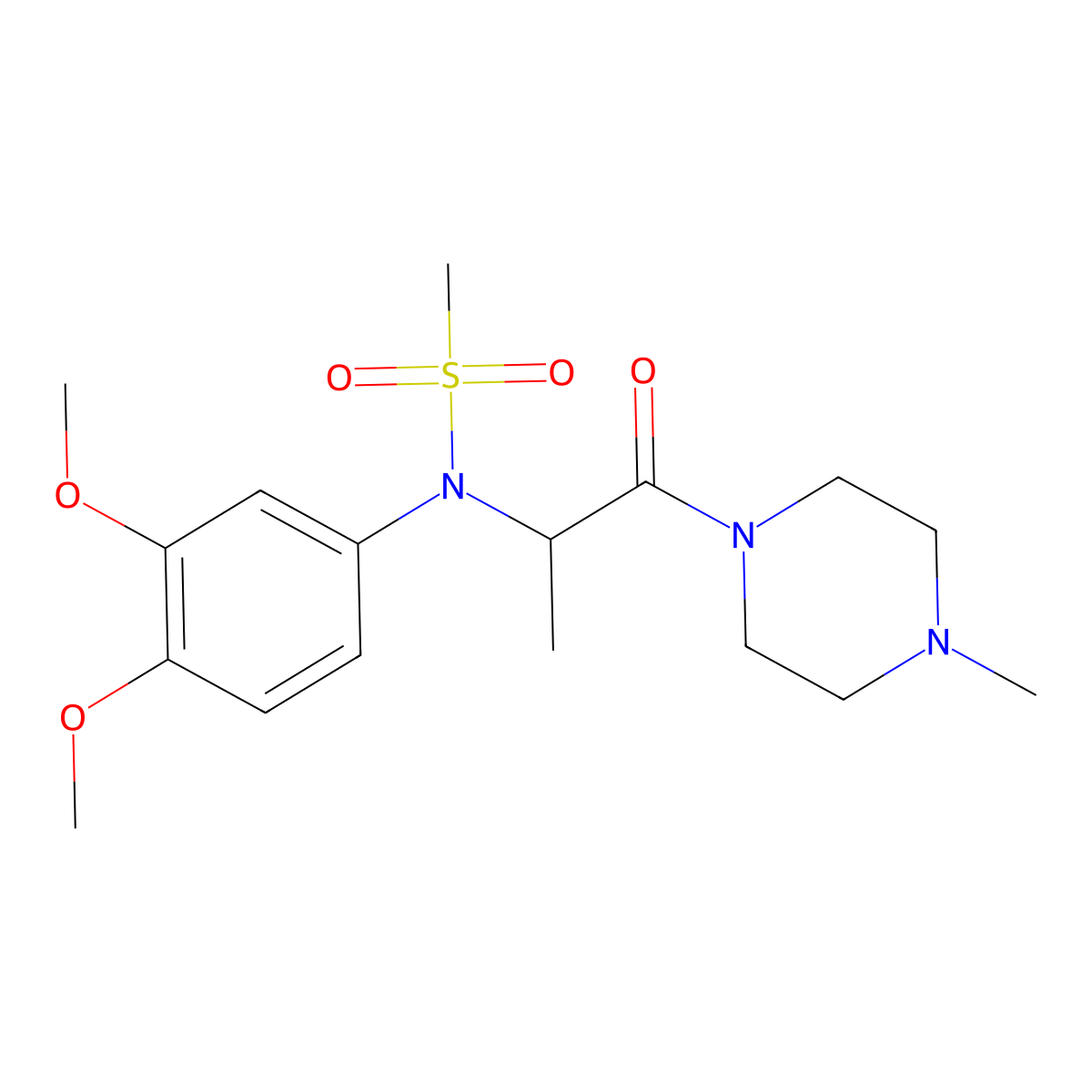 N-(3,4-dimethoxyphenyl)-N-[1-(4-methylpiperazin-1-yl)-1-oxopropan-2-yl]methanesulfonamide molecular structure, CAS 1268965-92-9