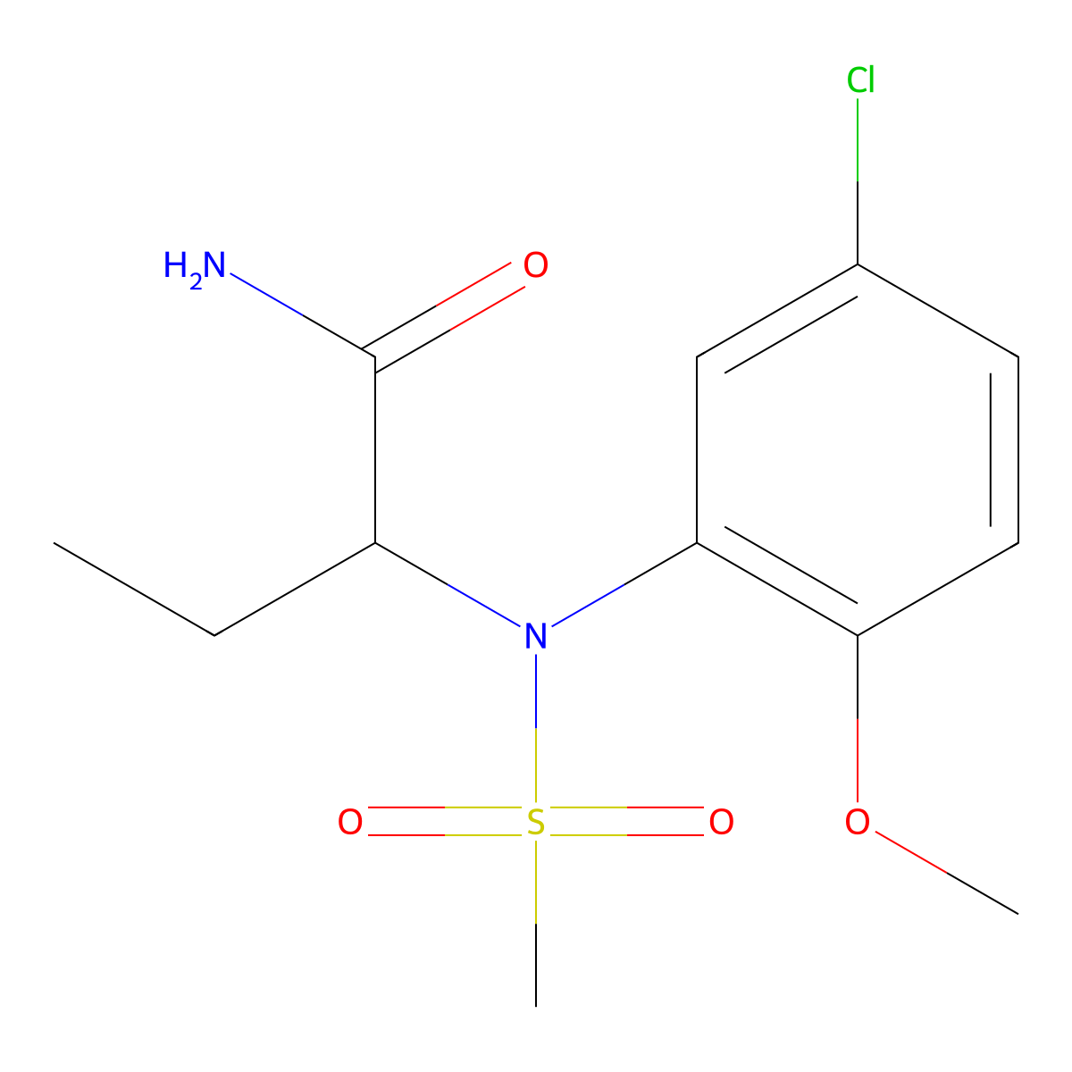 2-[(5-Chloro-2-methoxyphenyl)(methylsulfonyl)amino]butanamide molecular structure, CAS 1268965-99-6