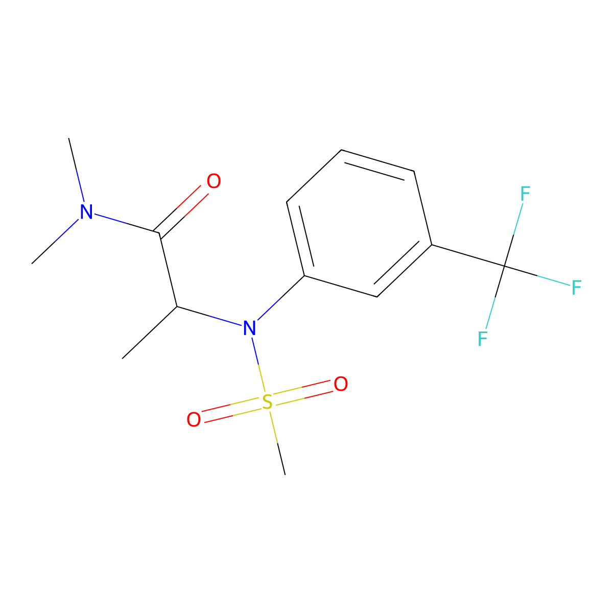 N,N-dimethyl-2-[N-methylsulfonyl-3-(trifluoromethyl)anilino]propanamide molecular structure, CAS 1268966-02-4