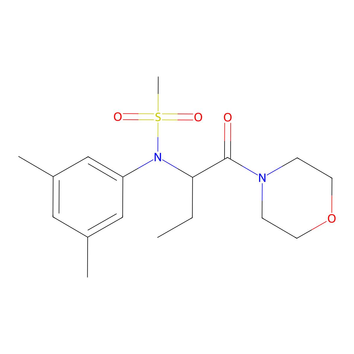 N-(3,5-dimethylphenyl)-N-[1-(morpholin-4-yl)-1-oxobutan-2-yl]methanesulfonamide molecular structure, CAS 1268966-12-6