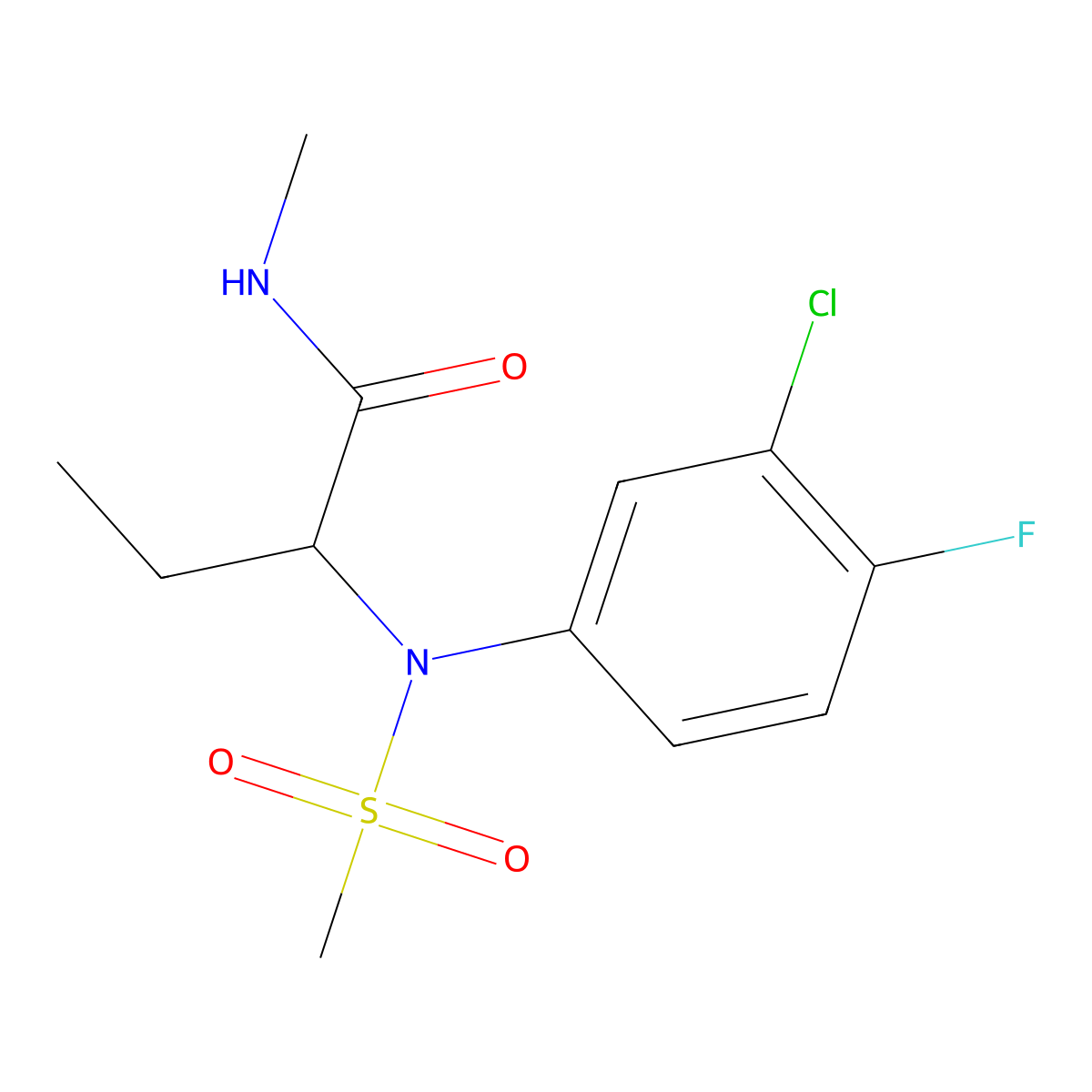 2-[(3-chloro-4-fluorophenyl)(methylsulfonyl)amino]-N-methylbutanamide molecular structure, CAS 1268968-39-3