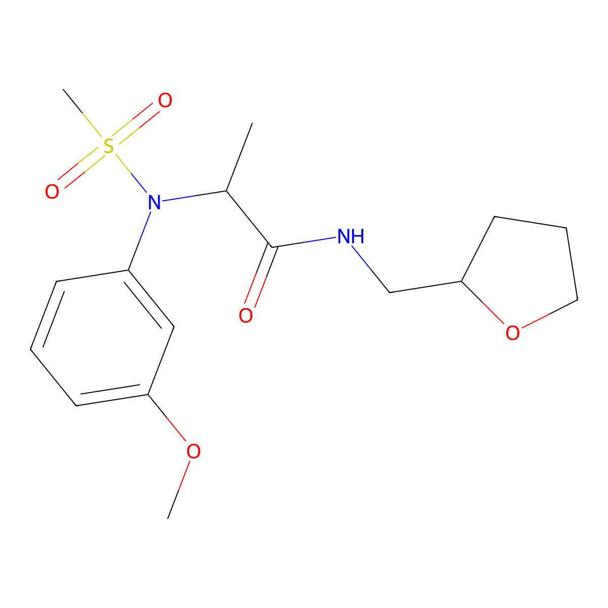 2-(3-methoxy-N-methylsulfonylanilino)-N-(oxolan-2-ylmethyl)propanamide molecular structure, CAS 1268969-75-0