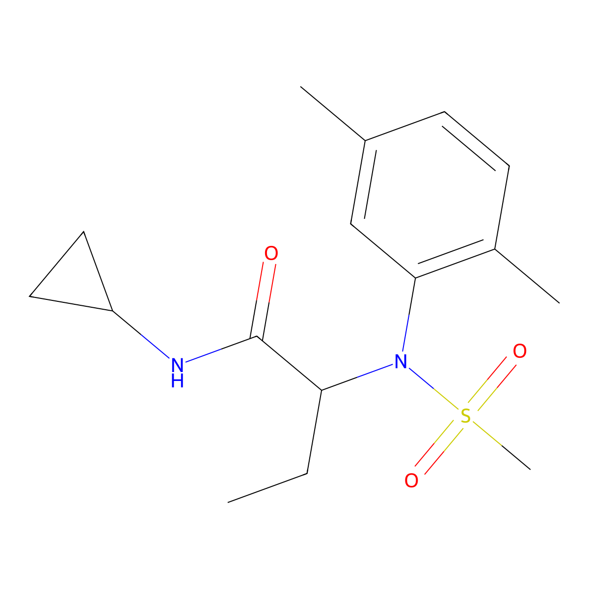 N-cyclopropyl-2-[(2,5-dimethylphenyl)(methylsulfonyl)amino]butanamide molecular structure, CAS 1268970-13-3