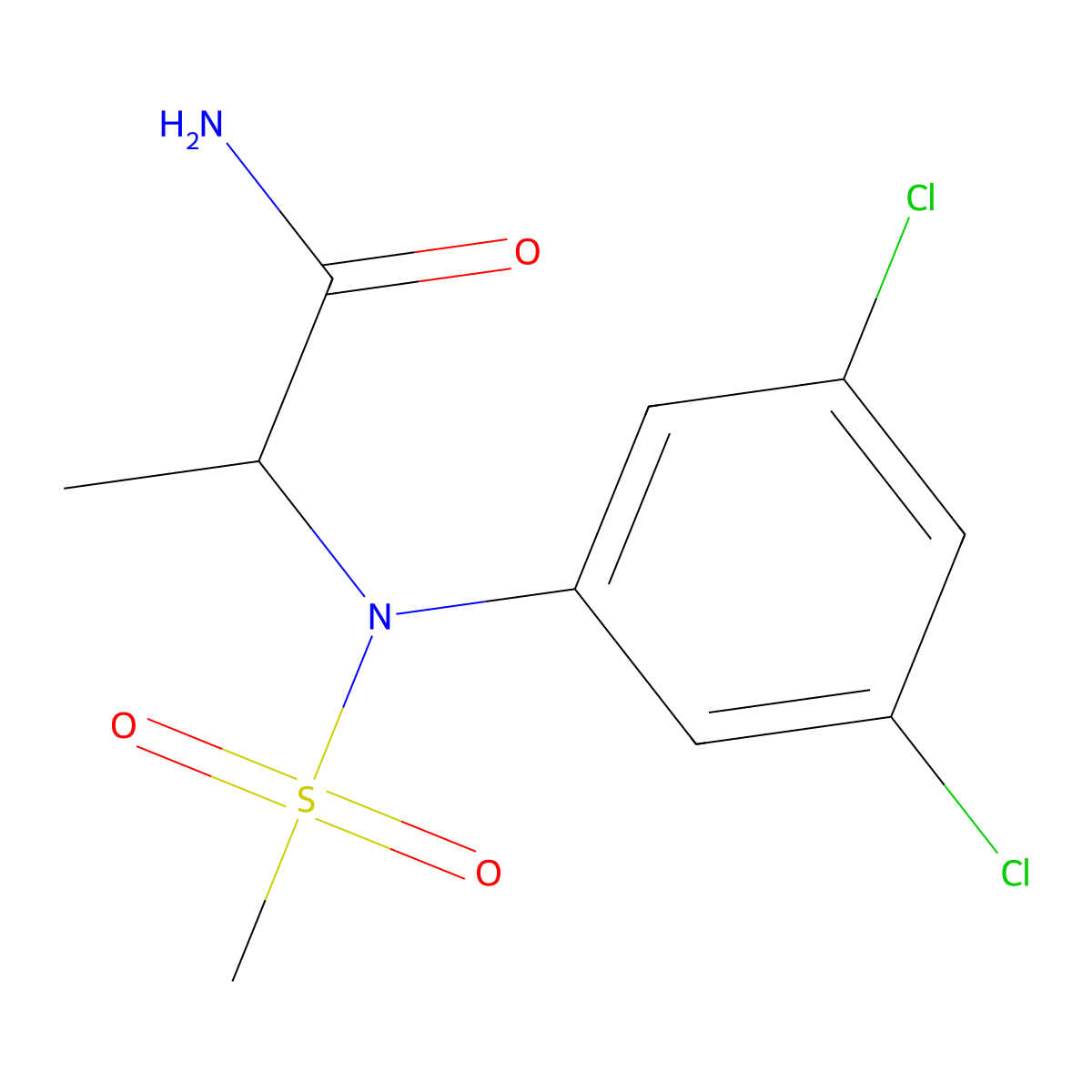N~2~-(3,5-dichlorophenyl)-N~2~-(methylsulfonyl)alaninamide molecular structure, CAS 1268970-63-3