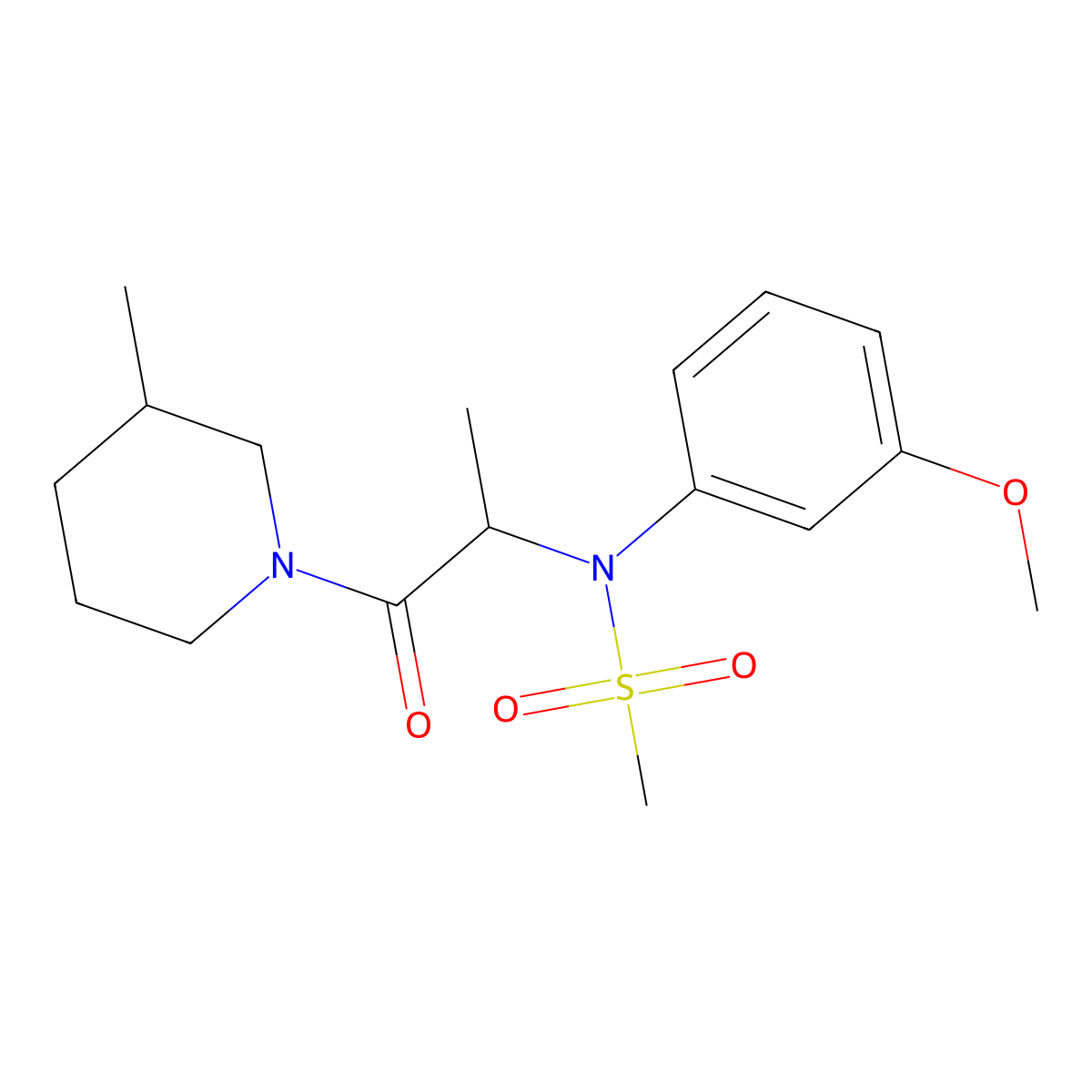 N-(3-methoxyphenyl)-N-[1-(3-methylpiperidin-1-yl)-1-oxopropan-2-yl]methanesulfonamide molecular structure, CAS 1268970-82-6