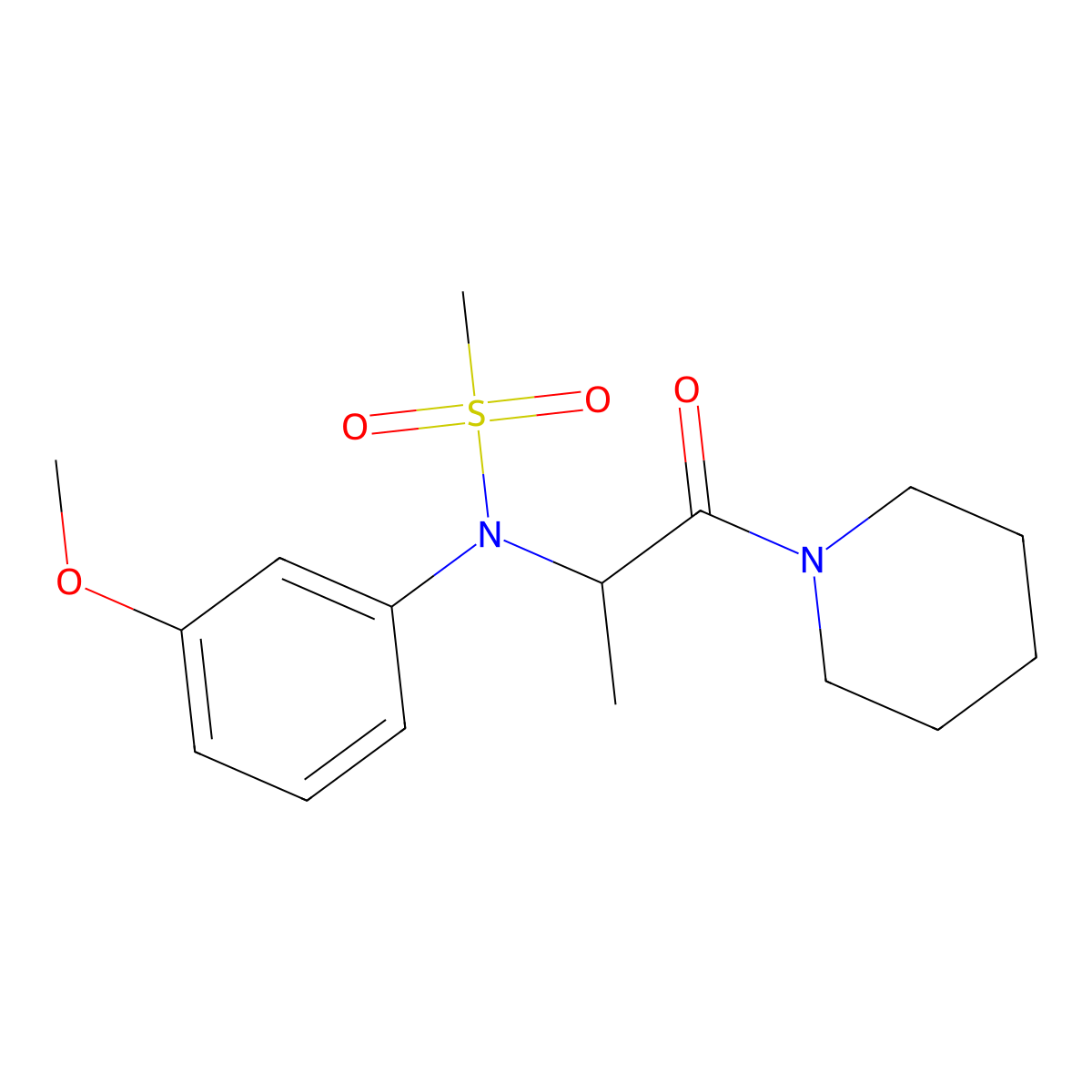 N-(3-methoxyphenyl)-N-[1-oxo-1-(piperidin-1-yl)propan-2-yl]methanesulfonamide molecular structure, CAS 1268971-19-2