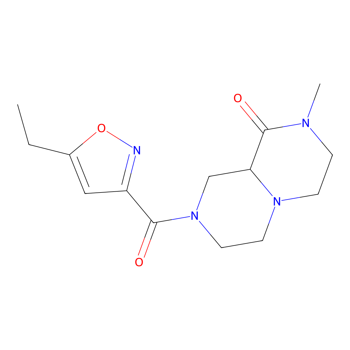 8-[(5-ethylisoxazol-3-yl)carbonyl]-2-methylhexahydro-2H-pyrazino[1,2-a]pyrazin-1(6H)-one molecular structure, CAS 1268971-49-8