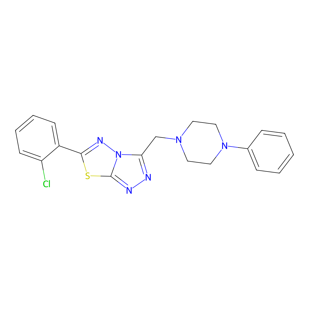 6-(2-Chlorophenyl)-3-[(4-phenylpiperazin-1-yl)methyl][1,2,4]triazolo[3,4-b][1,3,4]thiadiazole molecular structure, CAS 1268972-45-7