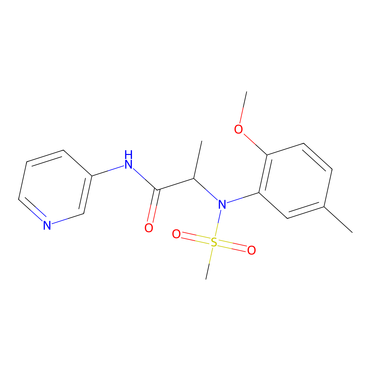 2-(2-methoxy-5-methyl-N-methylsulfonylanilino)-N-pyridin-3-ylpropanamide molecular structure, CAS 1268972-54-8