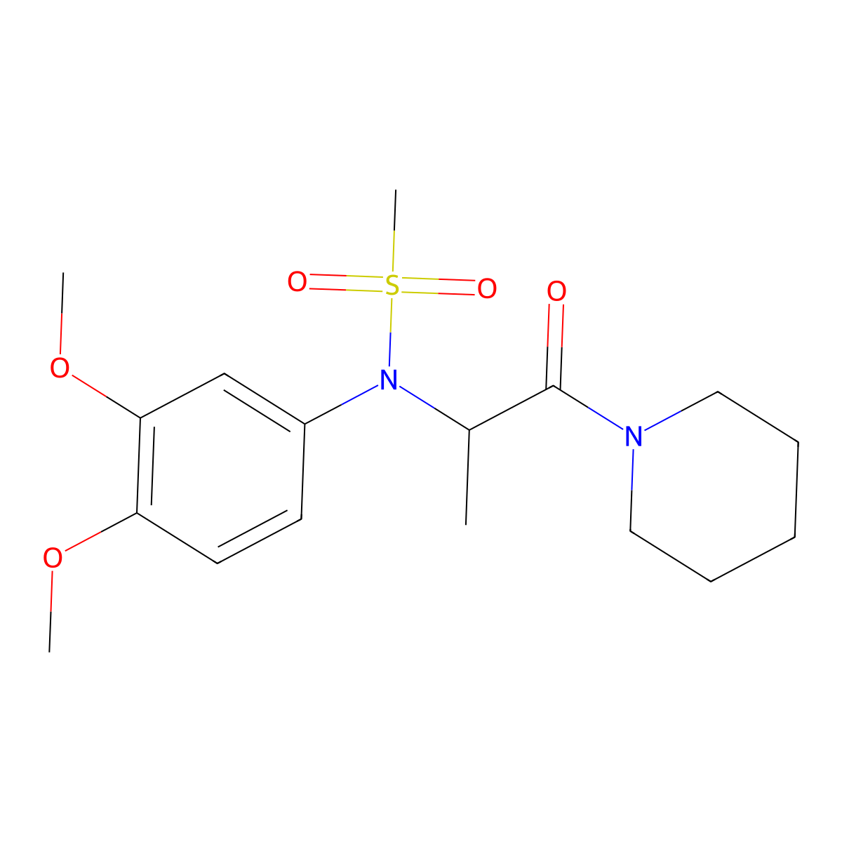 N-(3,4-dimethoxyphenyl)-N-[1-oxo-1-(piperidin-1-yl)propan-2-yl]methanesulfonamide molecular structure, CAS 1268973-94-9