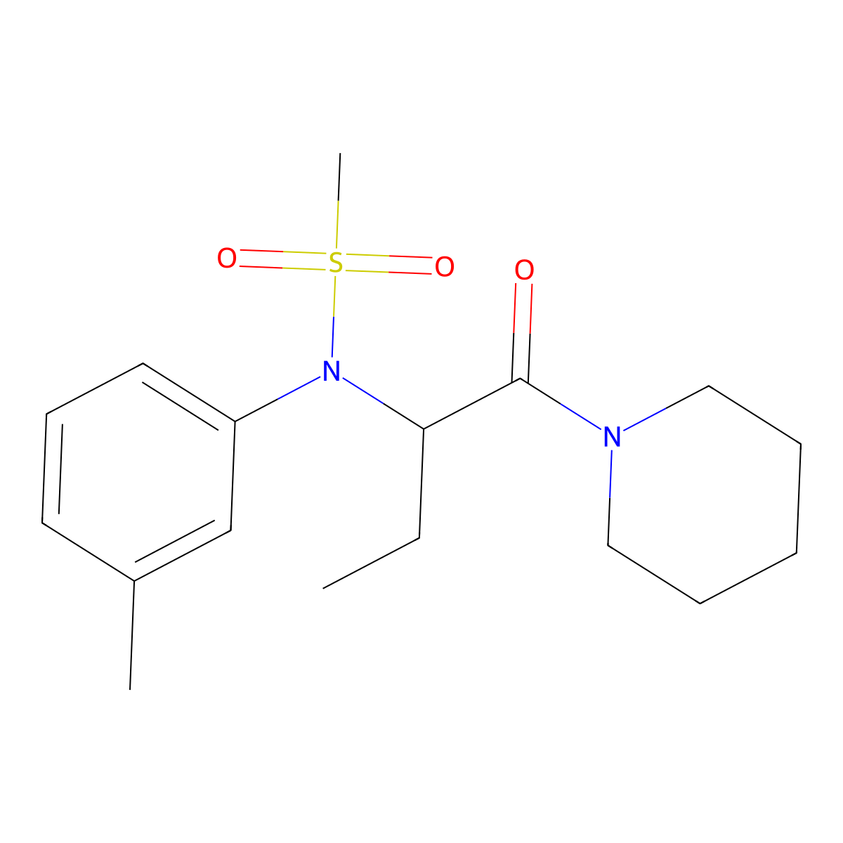 N-(3-methylphenyl)-N-[1-oxo-1-(piperidin-1-yl)butan-2-yl]methanesulfonamide molecular structure, CAS 1268974-08-8