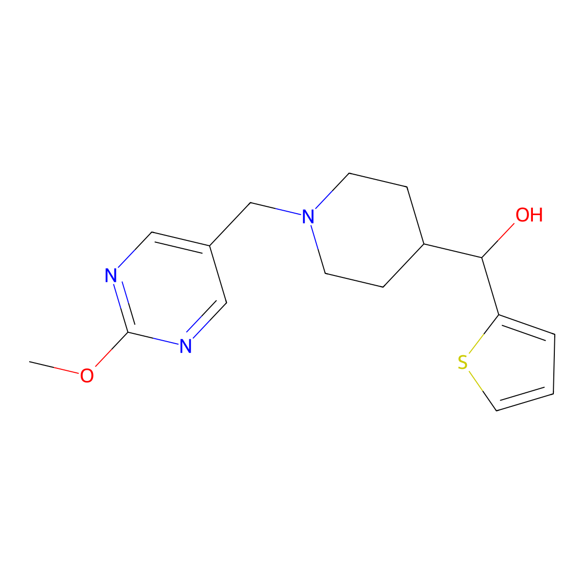 {1-[(2-Methoxypyrimidin-5-yl)methyl]piperidin-4-yl}(2-thienyl)methanol molecular structure, CAS 1268982-66-6