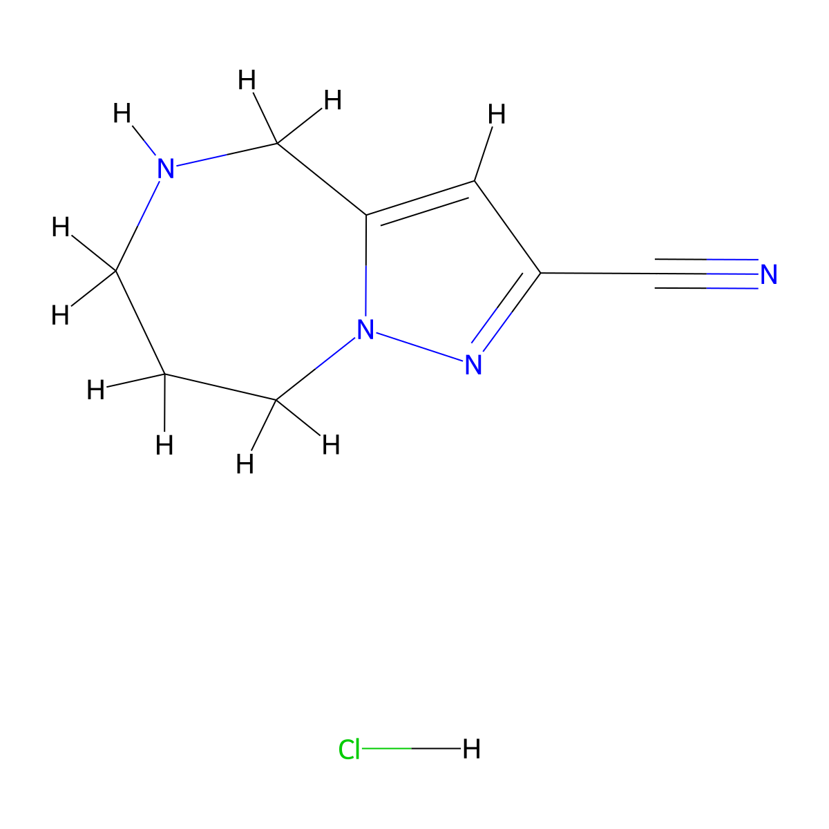 5,6,7,8-Tetrahydro-4h-pyrazolo[1,5-a][1,4]diazepine-2-carbonitrile hydrochloride molecular structure, CAS 1268983-06-7