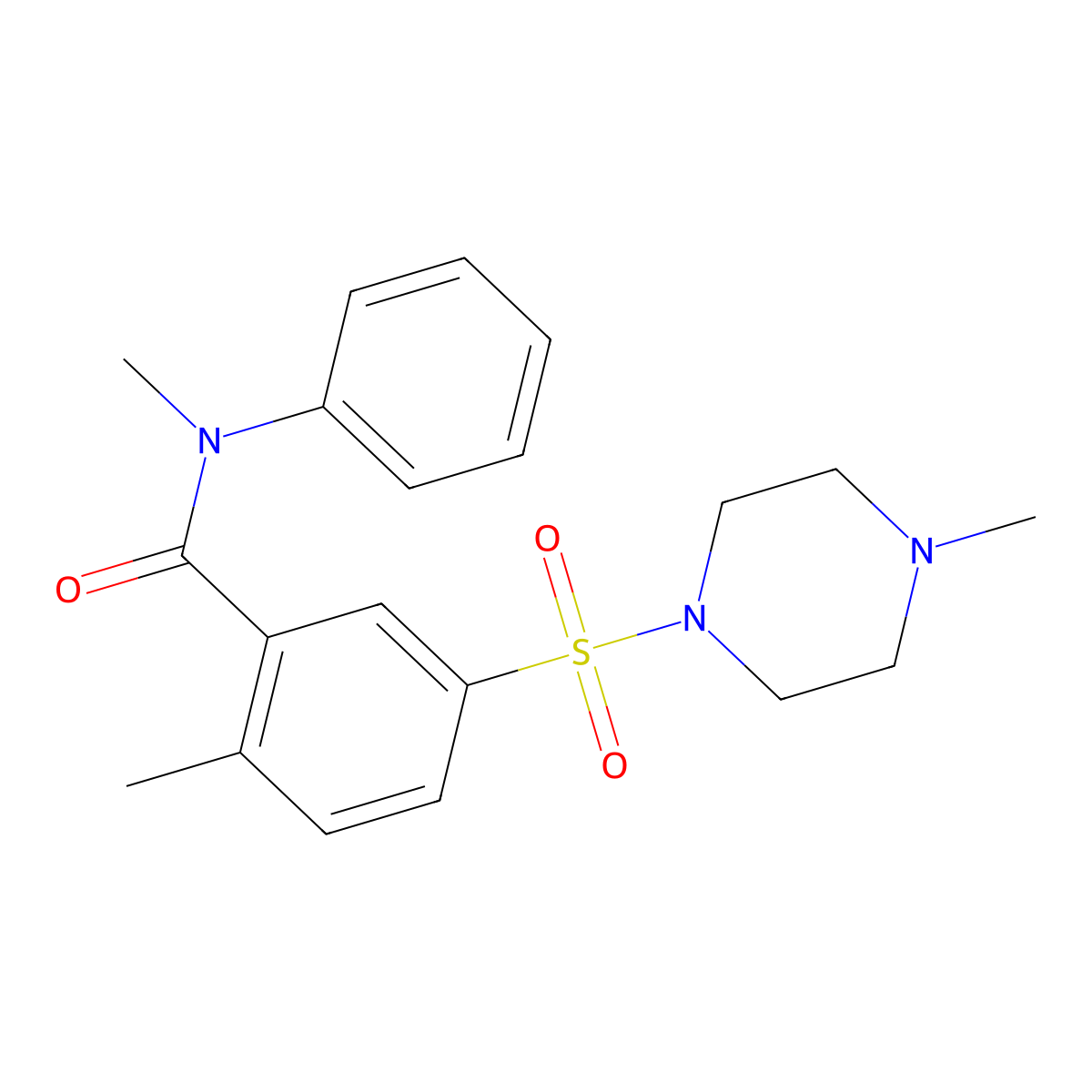 N,2-dimethyl-5-[(4-methylpiperazin-1-yl)sulfonyl]-N-phenylbenzamide molecular structure, CAS 1268983-47-6