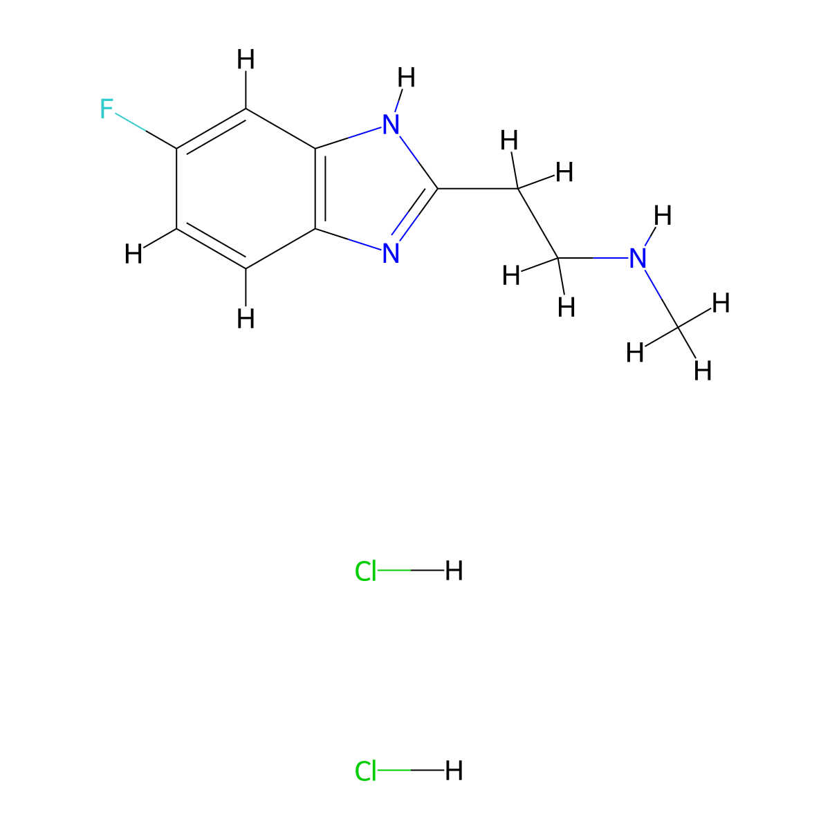 [2-(5-Fluoro-1H-benzimidazol-2-yl)ethyl]methylamine dihydrochloride molecular structure, CAS 1268990-43-7