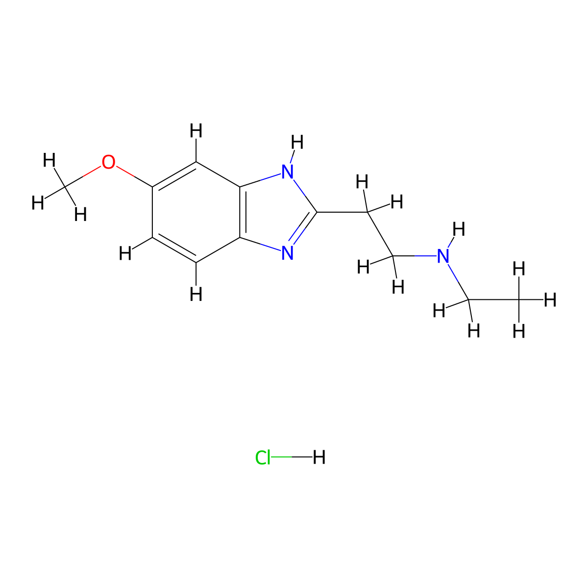 N-Ethyl-2-(5-methoxy-1H-benzo[d]imidazol-2-yl)ethanamine hydrochloride molecular structure, CAS 1268990-50-6