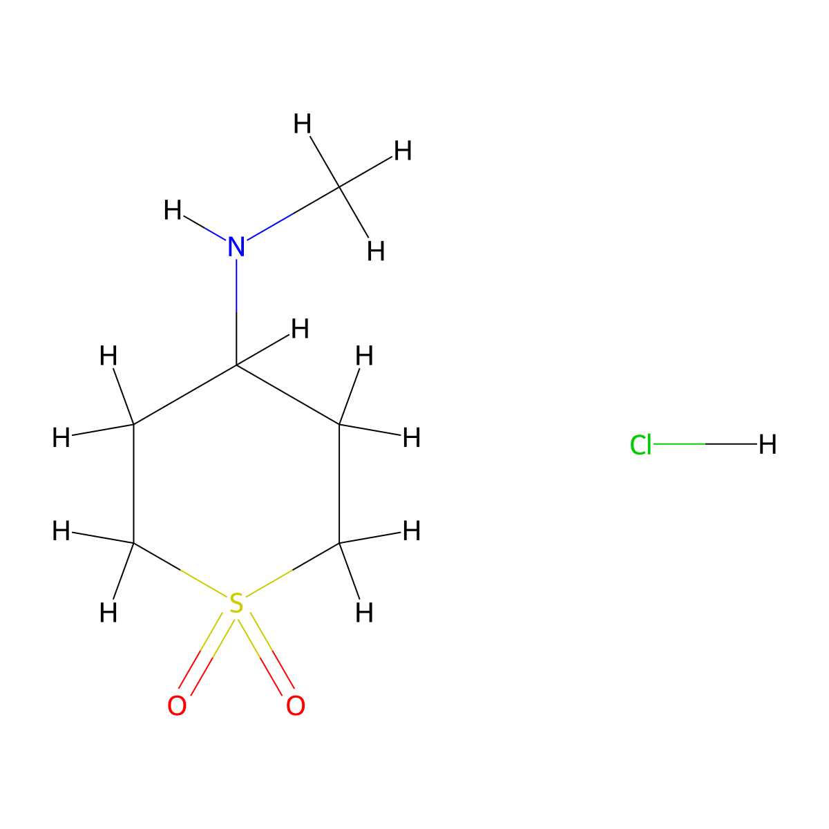 4-(methylamino)tetrahydro-2H-thiopyran-1,1-dioxide hydrochloride molecular structure, CAS 1268991-10-1