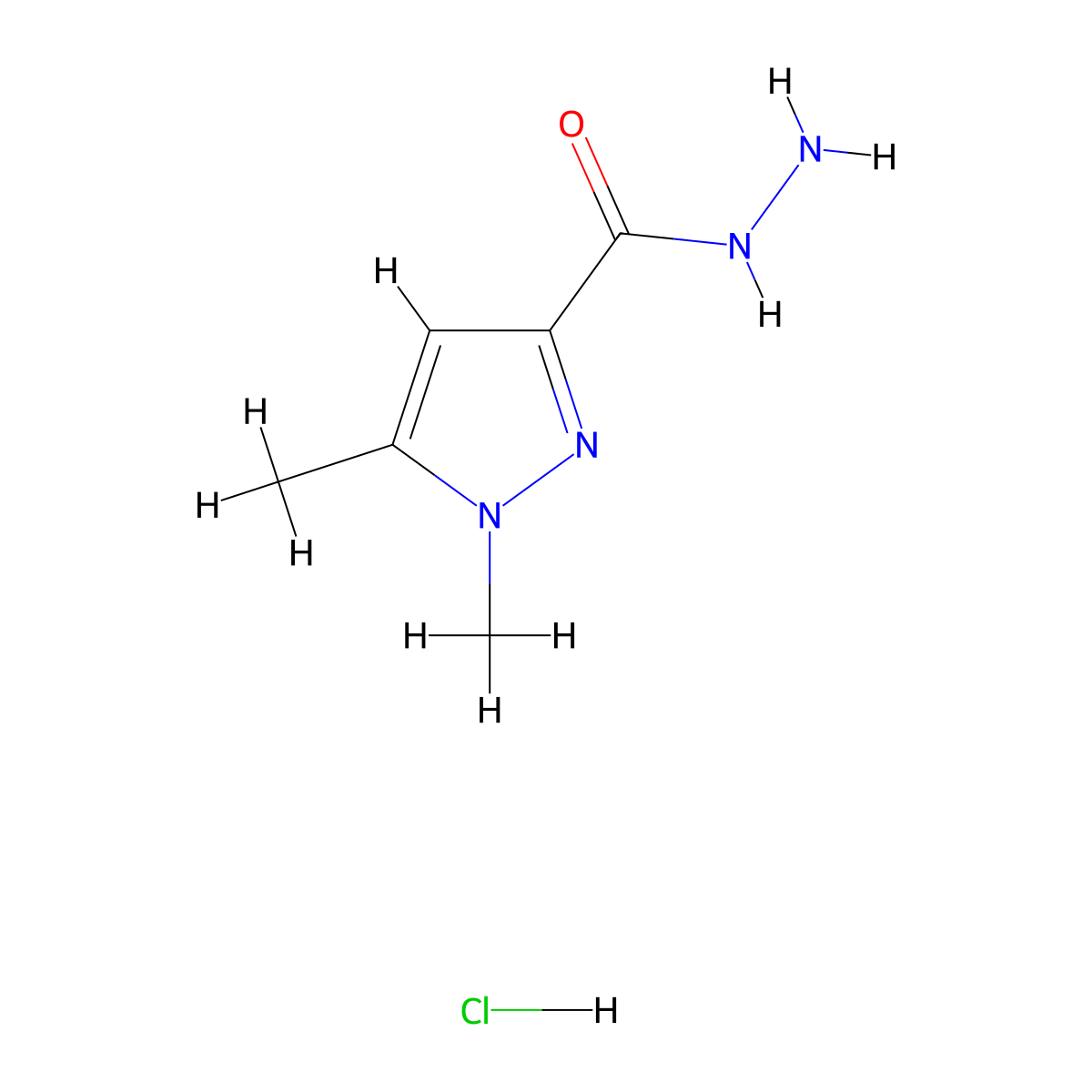 1,5-Dimethyl-1H-pyrazole-3-carbohydrazide hydrochloride molecular structure, CAS 1268991-90-7