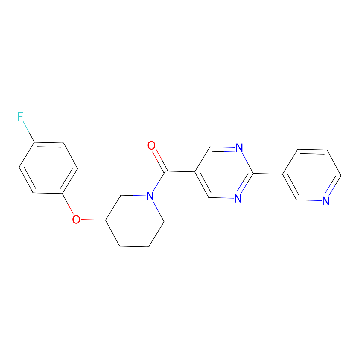 5-{[3-(4-Fluorophenoxy)piperidin-1-yl]carbonyl}-2-pyridin-3-ylpyrimidine molecular structure, CAS 1268991-91-8