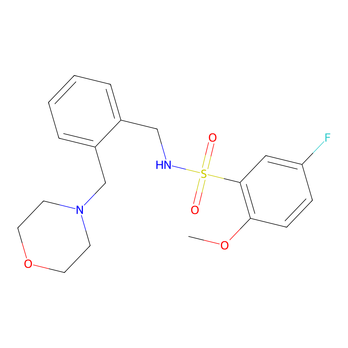 5-fluoro-2-methoxy-N-[2-(morpholin-4-ylmethyl)benzyl]benzenesulfonamide molecular structure, CAS 1268995-07-8