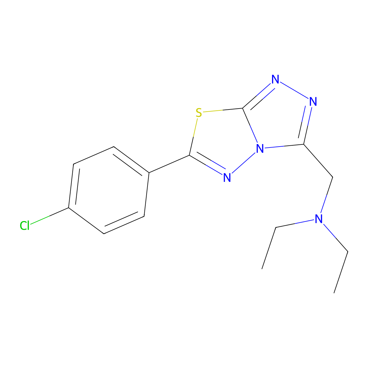 N-{[6-(4-chlorophenyl)[1,2,4]triazolo[3,4-b][1,3,4]thiadiazol-3-yl]methyl}-N-ethylethanamine molecular structure, CAS 1269002-38-1