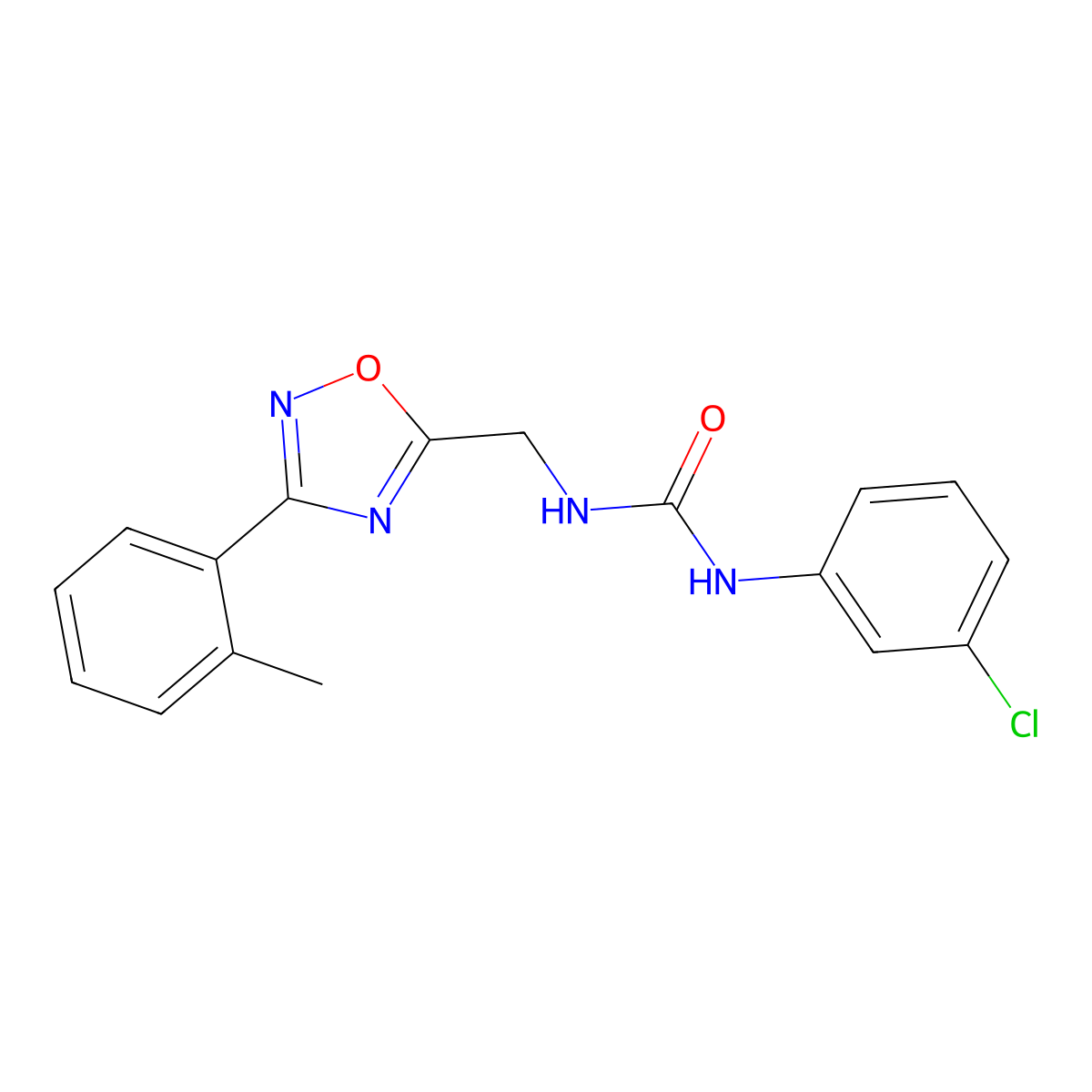1-(3-Chlorophenyl)-3-{[3-(2-methylphenyl)-1,2,4-oxadiazol-5-yl]methyl}urea molecular structure, CAS 1269003-88-4