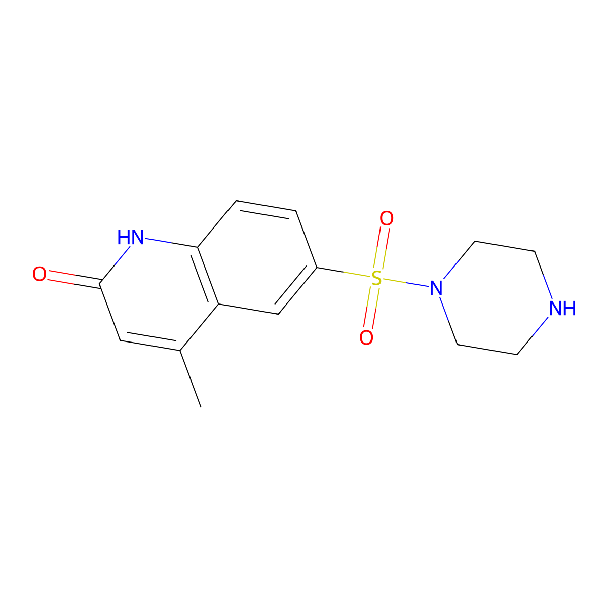 4-Methyl-6-(piperazin-1-ylsulfonyl)quinolin-2(1H)-one molecular structure, CAS 1269003-93-1