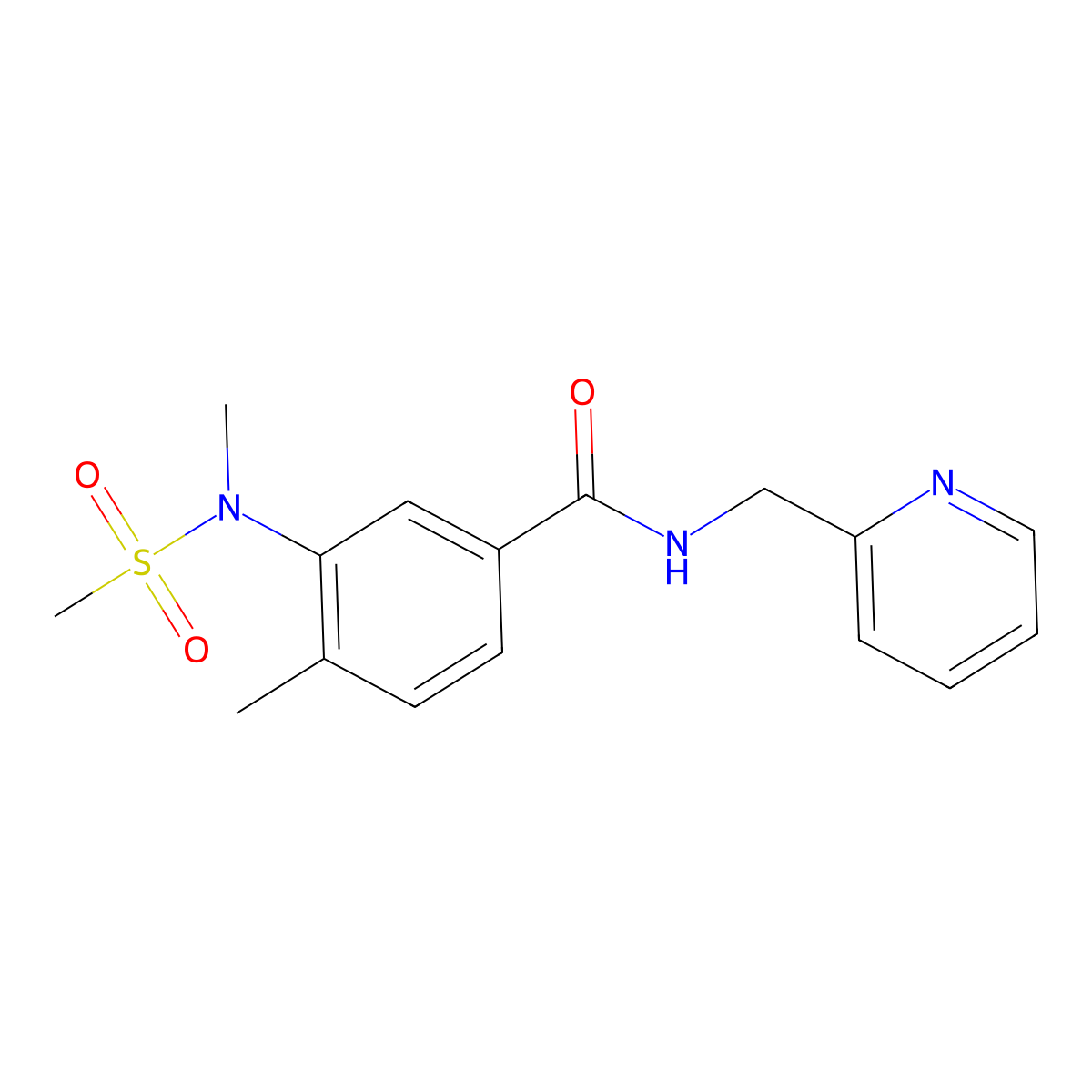 4-methyl-3-[methyl(methylsulfonyl)amino]-N-(pyridin-2-ylmethyl)benzamide molecular structure, CAS 1269004-00-3