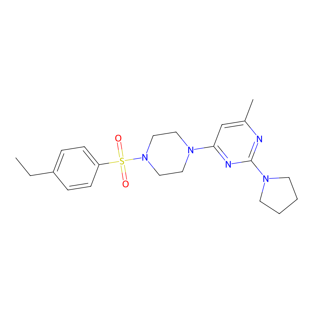 4-{4-[(4-Ethylphenyl)sulfonyl]-1-piperazinyl}-6-methyl-2-(1-pyrrolidinyl)pyrimidine molecular structure, CAS 1269004-47-8