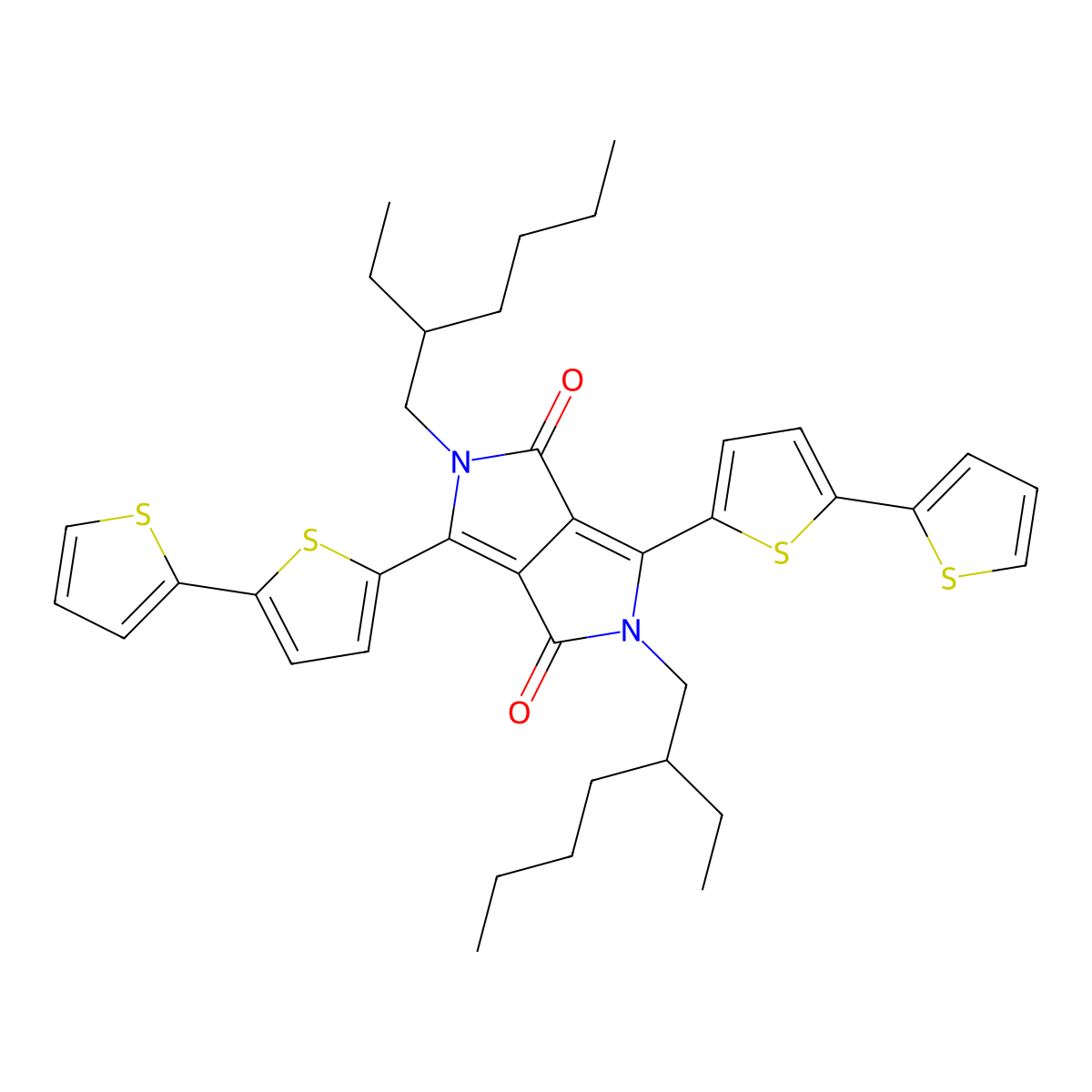 2,5-Bis(2-ethylhexyl)-1,4-bis(5-thiophen-2-ylthiophen-2-yl)pyrrolo[3,4-c]pyrrole-3,6-dione molecular structure, CAS 1269004-56-9