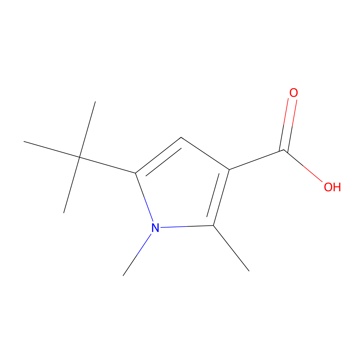 5-Tert-butyl-1,2-dimethyl-1H-pyrrole-3-carboxylic acid molecular structure, CAS 1269005-02-8