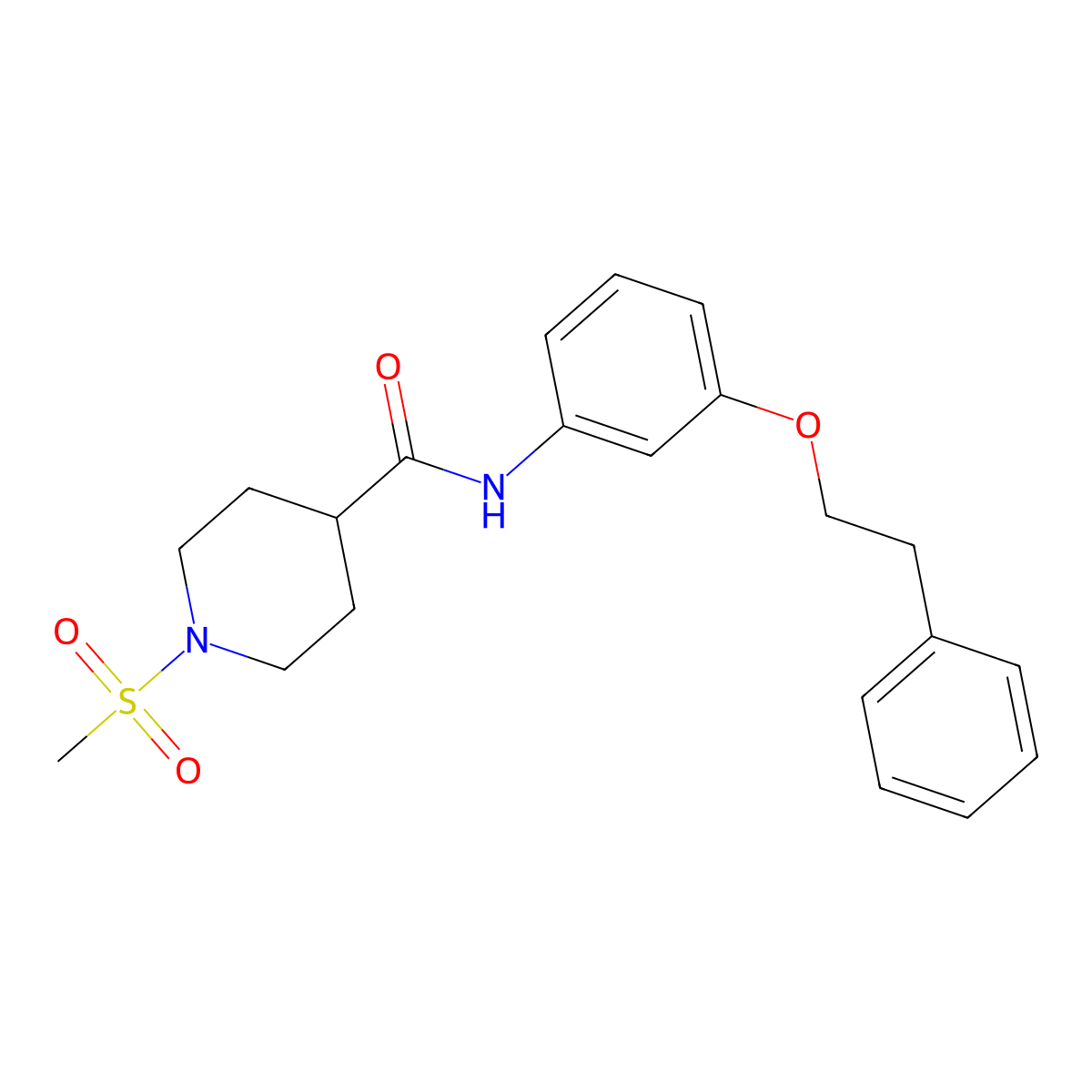 1-(methylsulfonyl)-N-[3-(2-phenylethoxy)phenyl]piperidine-4-carboxamide molecular structure, CAS 1269005-68-6