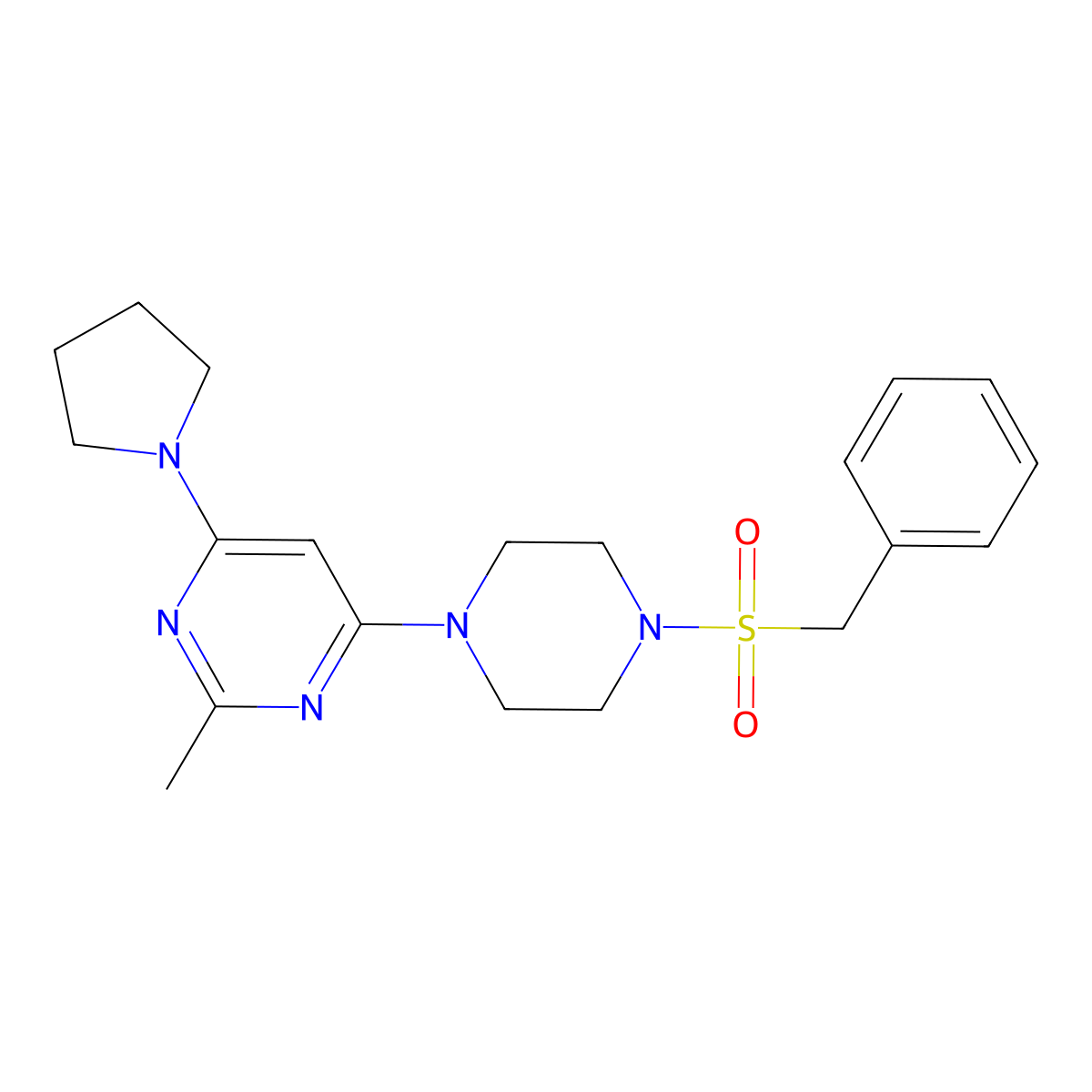 4-[4-(Benzylsulfonyl)-1-piperazinyl]-2-methyl-6-(1-pyrrolidinyl)pyrimidine molecular structure, CAS 1269007-95-5